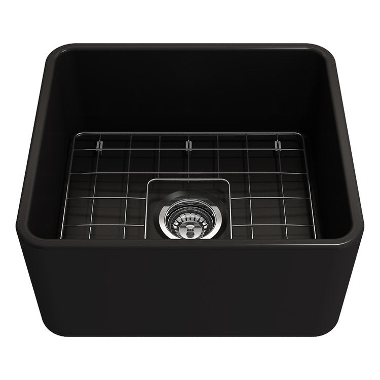 Kitchen Sink Classico 20 x 18 Inch 1 Bowls Apron Front Matte Black Farmhouse Rectangle Fireclay