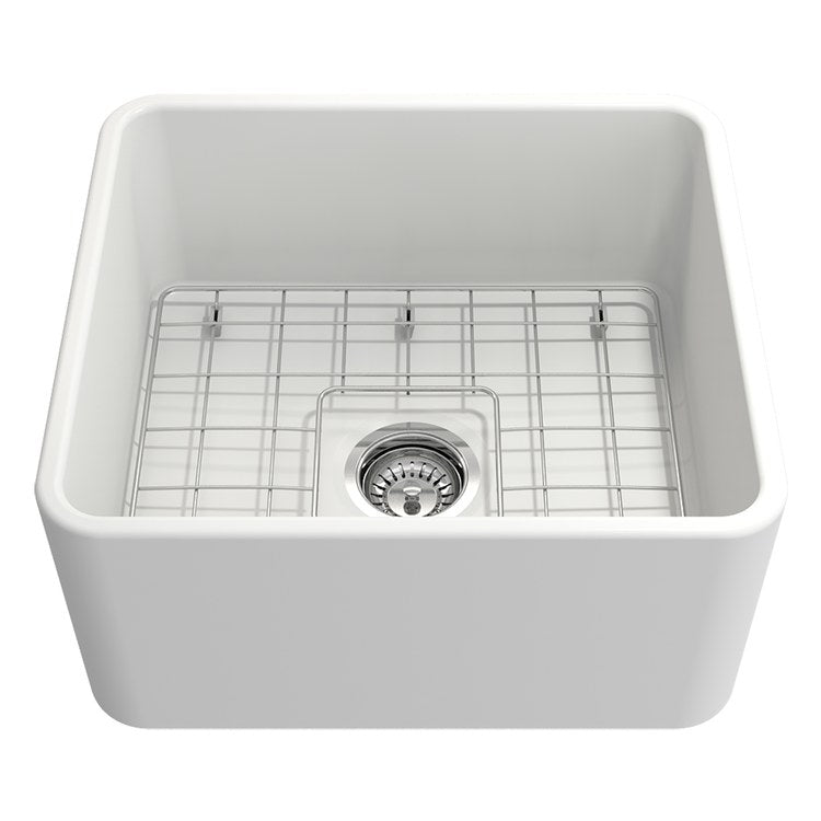 Kitchen Sink Classico 20 x 18 Inch 1 Bowls Apron Front Matte White Farmhouse Rectangle Fireclay