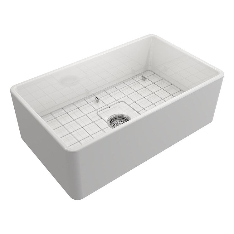 Kitchen Sink Classico 30 x 18 Inch 1 Bowls Apron Front White Farmhouse Rectangle Fireclay