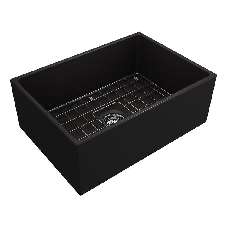 Kitchen Sink Contempo 27 x 19 Inch 1 Bowls Apron Front Matte Black Farmhouse Rectangle Fireclay