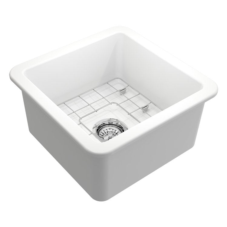 Kitchen Sink Sotto 18 x 18 Inch 1 Bowls Matte White Undermount Square Fireclay