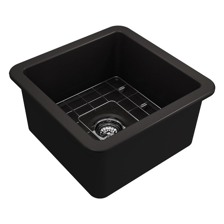 Kitchen Sink Sotto 18 x 18 Inch 1 Bowls Matte Black Undermount Square Fireclay