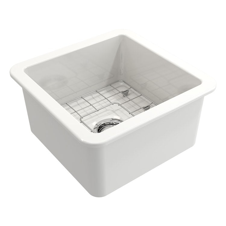Kitchen Sink Sotto 18 x 18 Inch 1 Bowls White Undermount Square Fireclay