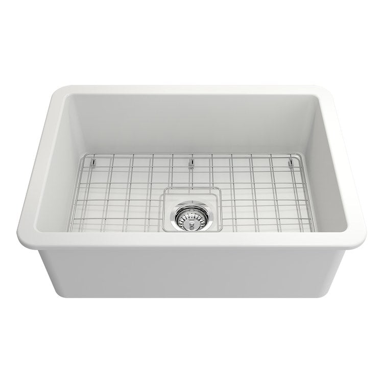Kitchen Sink Sotto 26-3/4 x 19 Inch 1 Bowls Matte White Undermount Rectangle Fireclay