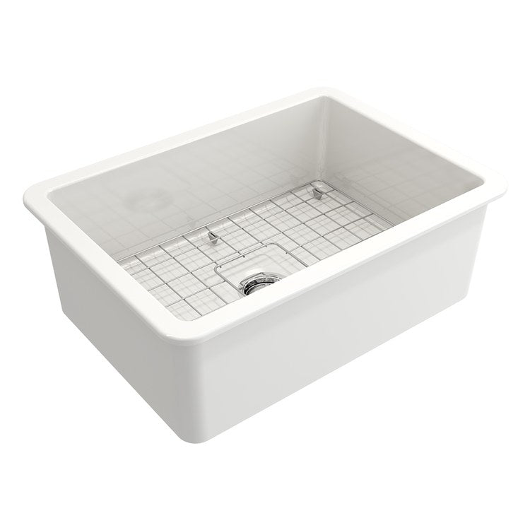 Kitchen Sink Sotto 26-3/4 x 19 Inch 1 Bowls White Undermount Rectangle Fireclay