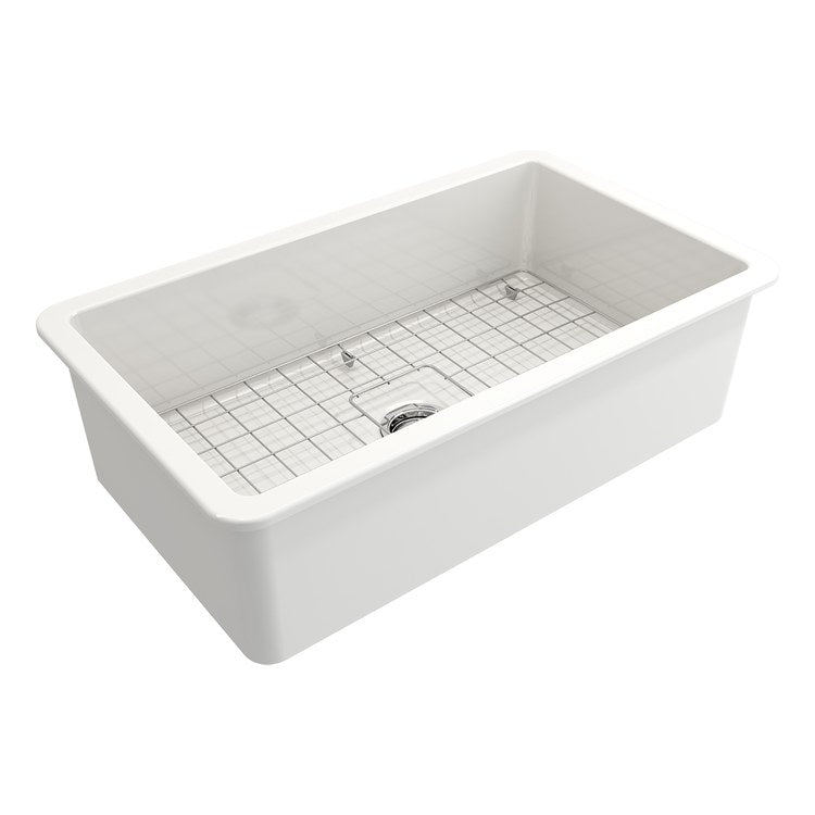 Kitchen Sink Sotto 32 x 19 Inch 1 Bowls White Undermount Rectangle Fireclay