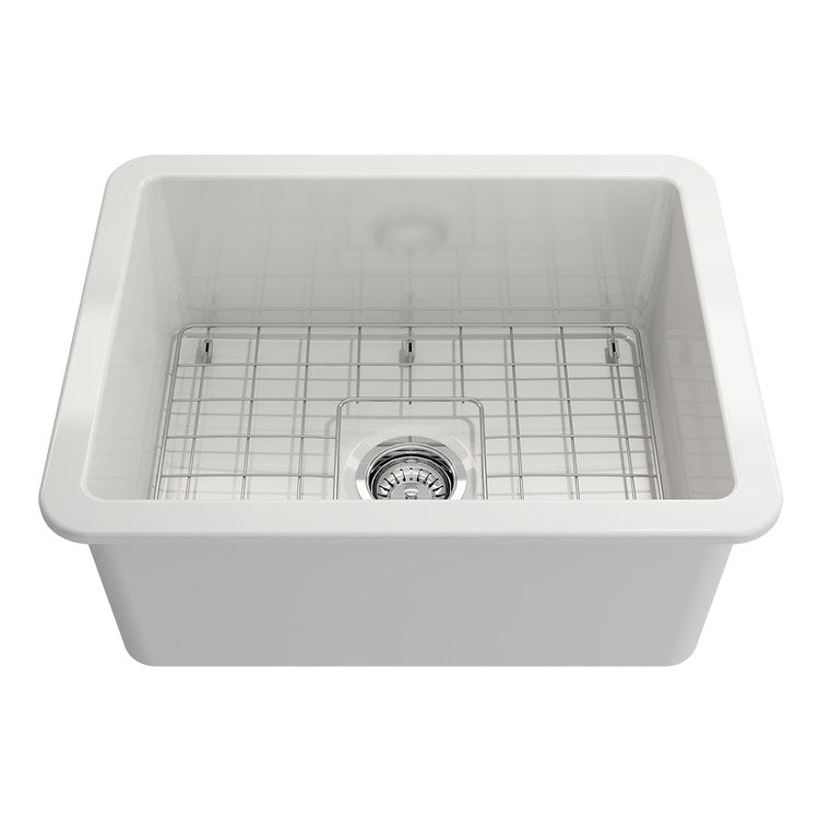 Kitchen Sink Sotto 24 x 19 Inch 1 Bowls White Dual Rectangle Fireclay - Image 1
