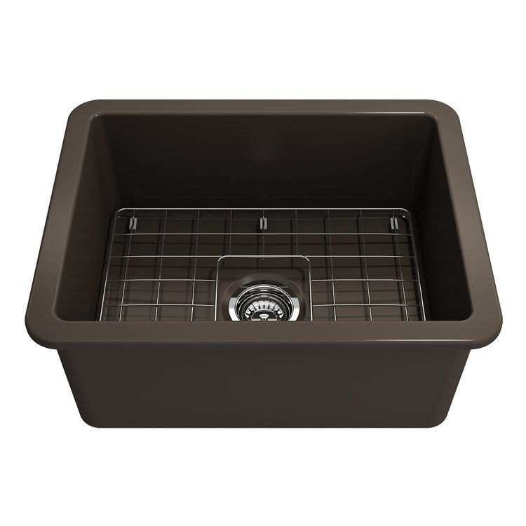 Kitchen Sink Sotto 24 x 19 Inch 1 Bowls Matte Black Dual Rectangle Fireclay - Image 1