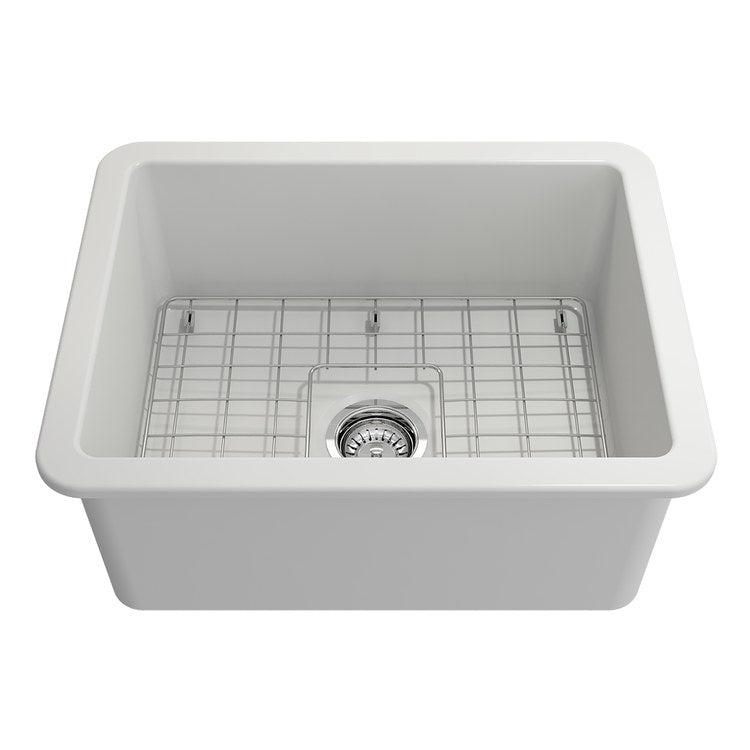 Kitchen Sink Sotto 24 x 19 Inch 1 Bowls Matte White Dual Rectangle Fireclay