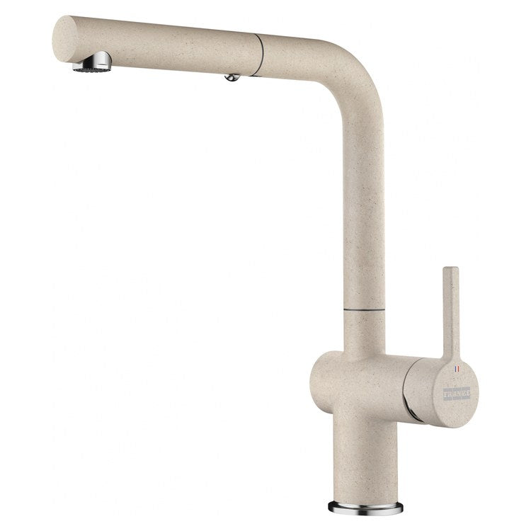 Kitchen Faucet Active 1 Lever ADA Champagne Pull-Out L-Shaped Swivel 1 Hole Deck 1.75 Gallons per Minute