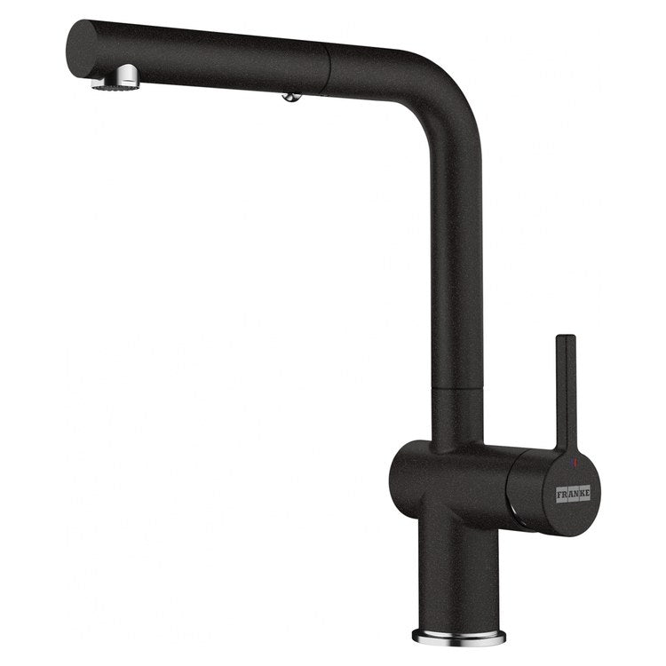 Kitchen Faucet Active 1 Lever ADA Onyx Pull-Out L-Shaped Swivel 1 Hole Deck 1.75 Gallons per Minute