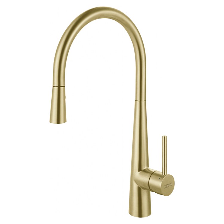 Kitchen Faucet 1 Lever ADA Gold Pull Down 2 Function Gooseneck 360 DEG Swivel Deck 1.75 Gallons per Minute