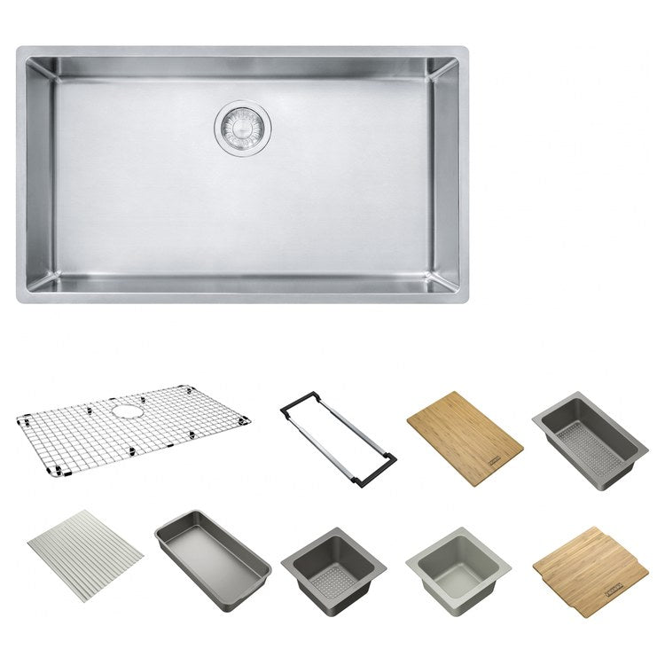Kitchen Sink Cube 1 Bowls Workcenter Pearl Undermount Rectangle Stainless Steel - Image 2