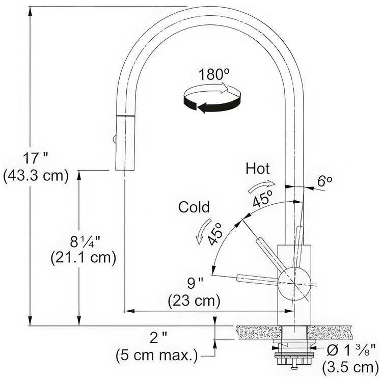 Kitchen Faucet Eos Neo 1 Lever ADA Gold J-Spout Pull Down 180 DEG Swivel Deck 1.75 Gallons per Minute - Image 2