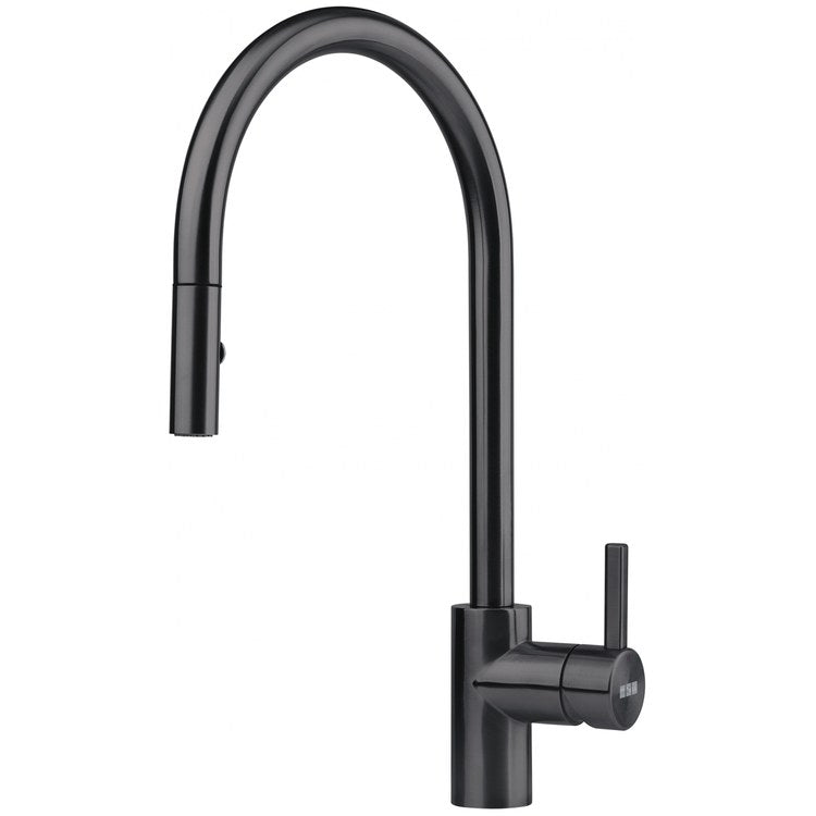 Kitchen Faucet Eos Neo 1 Lever ADA Industrial Black J-Spout Pull Down 180 DEG Swivel Deck 1.75 Gallons per Minute - Image 1