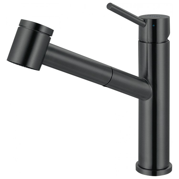 Kitchen Faucet 1 Lever ADA Industrial Black J-Spout Pull Down 180 DEG Swivel Deck 1.75 Gallons per Minute
