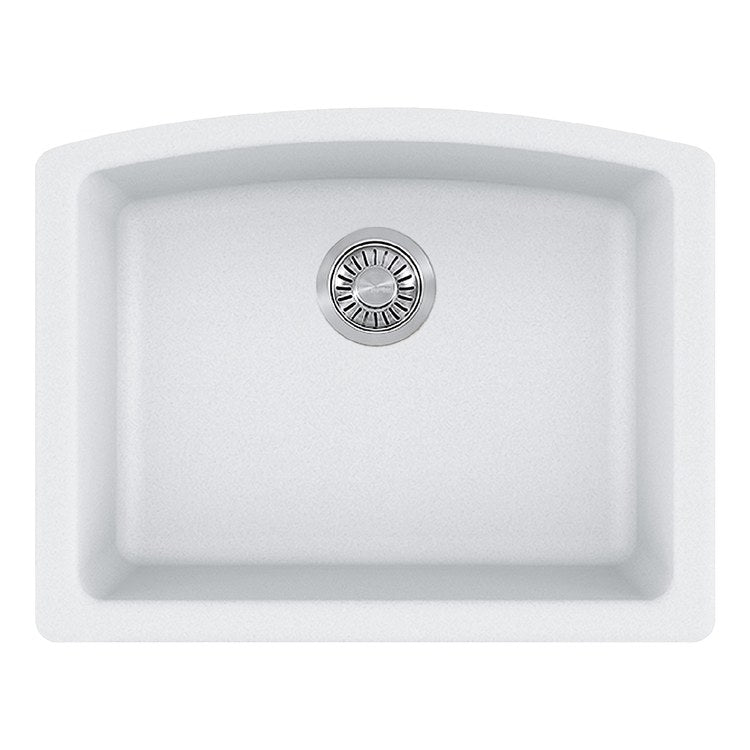 Kitchen Sink Ellipse 25 x 19-5/8 Inch 1 Bowls Polar White Undermount Rectangle Granite - Image 1