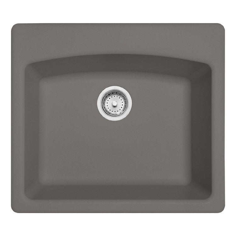 Kitchen Sink Ellipse 25 x 22 Inch 1 Bowls 1-4 Hole Stone Gray Topmount/Undermount Rectangle Granite