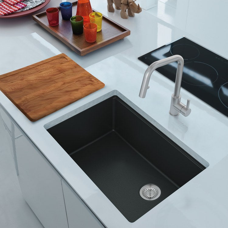Kitchen Sink Maris 33 x 19 Inch 1 Bowls Matte Black Undermount Rectangle Granite - Image 2