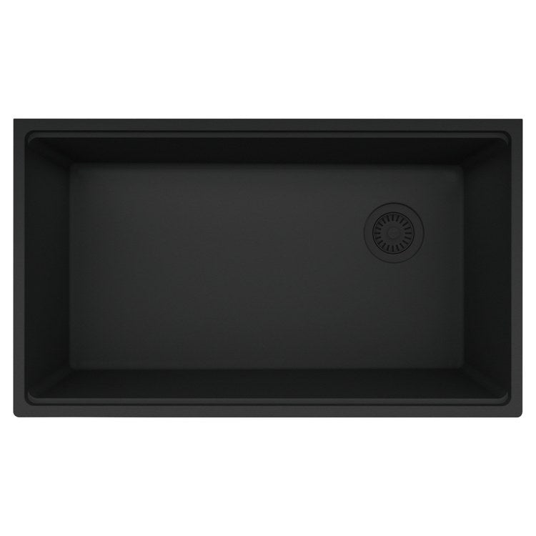 Kitchen Sink Maris 33 x 19 Inch 1 Bowls Matte Black Undermount Rectangle Granite - Image 1