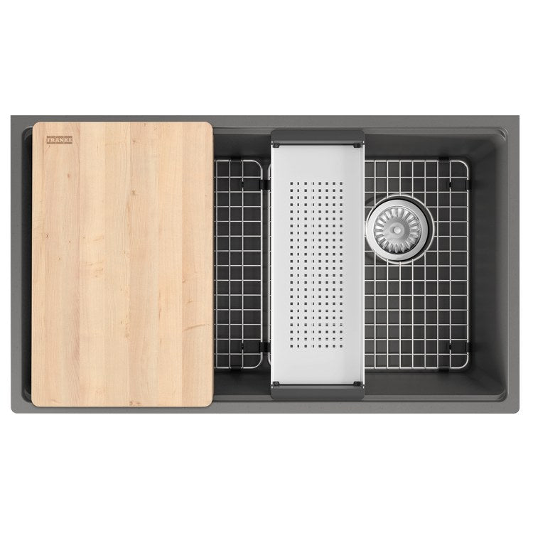Kitchen Sink Maris 33 x 19 Inch 1 Bowls Workcenter Shadow Gray Undermount Rectangle Granite - Image 1