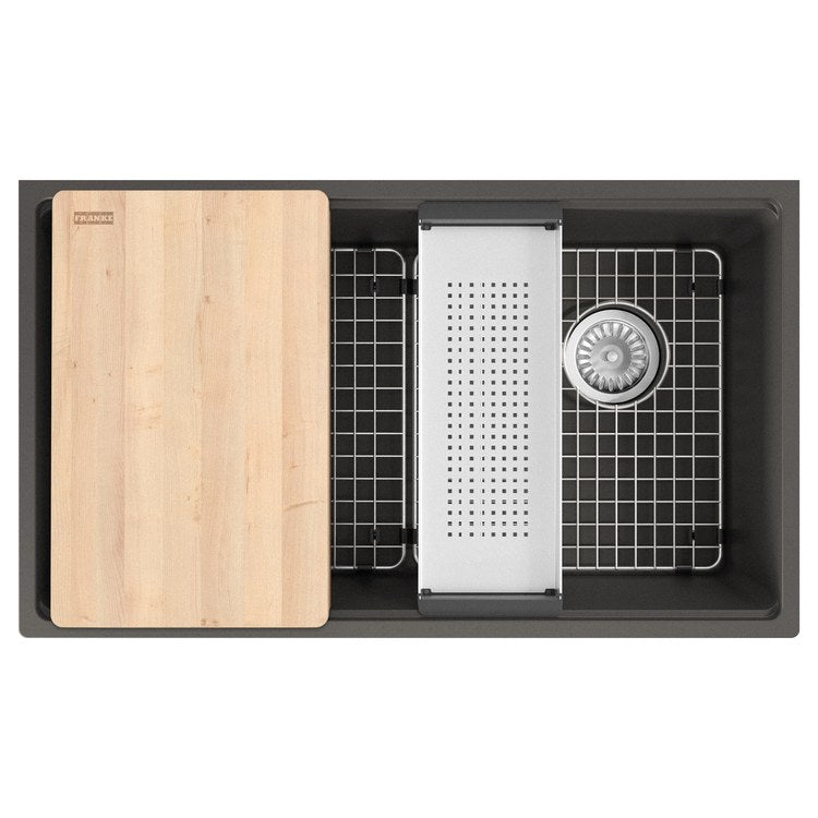 Kitchen Sink Maris 33 x 19 Inch 1 Bowls Workcenter Slate Gray Undermount Rectangle Granite - Image 1