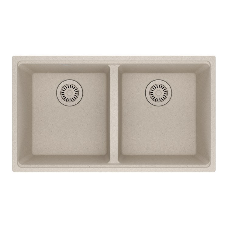 Kitchen Sink Maris 31 x 18 Inch 2 Bowls Equal Champagne Undermount Rectangle Granite - Image 1