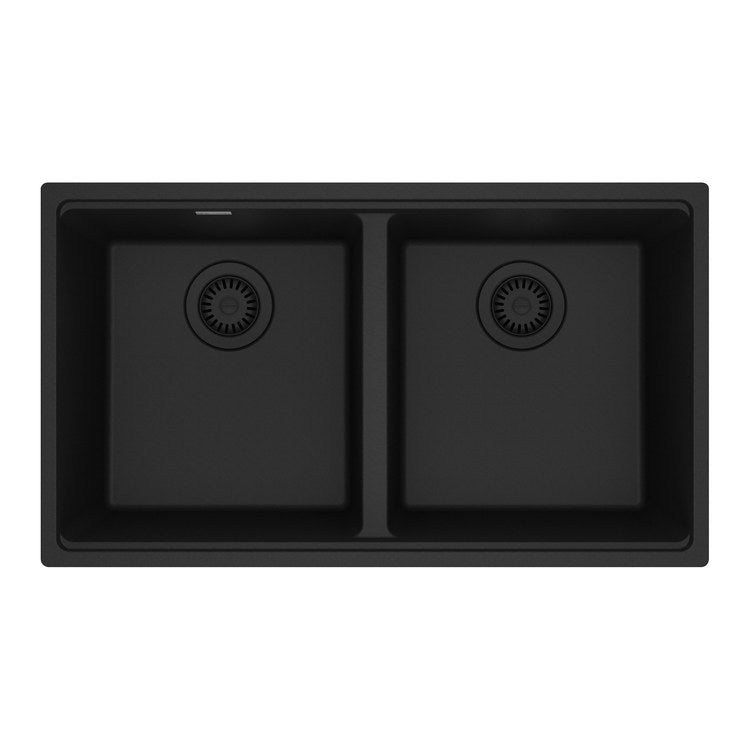 Kitchen Sink Maris 31 x 18 Inch 2 Bowls Equal Matte Black Undermount Rectangle Granite - Image 1