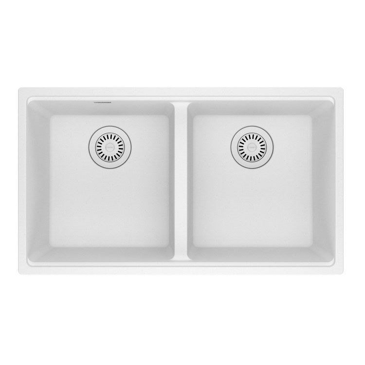 Kitchen Sink Maris 31 x 18 Inch 2 Bowls Equal Polar White Undermount Rectangle Granite - Image 1