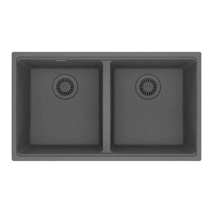 Kitchen Sink Maris 31 x 18 Inch 2 Bowls Equal Shadow Gray Undermount Rectangle Granite - Image 1