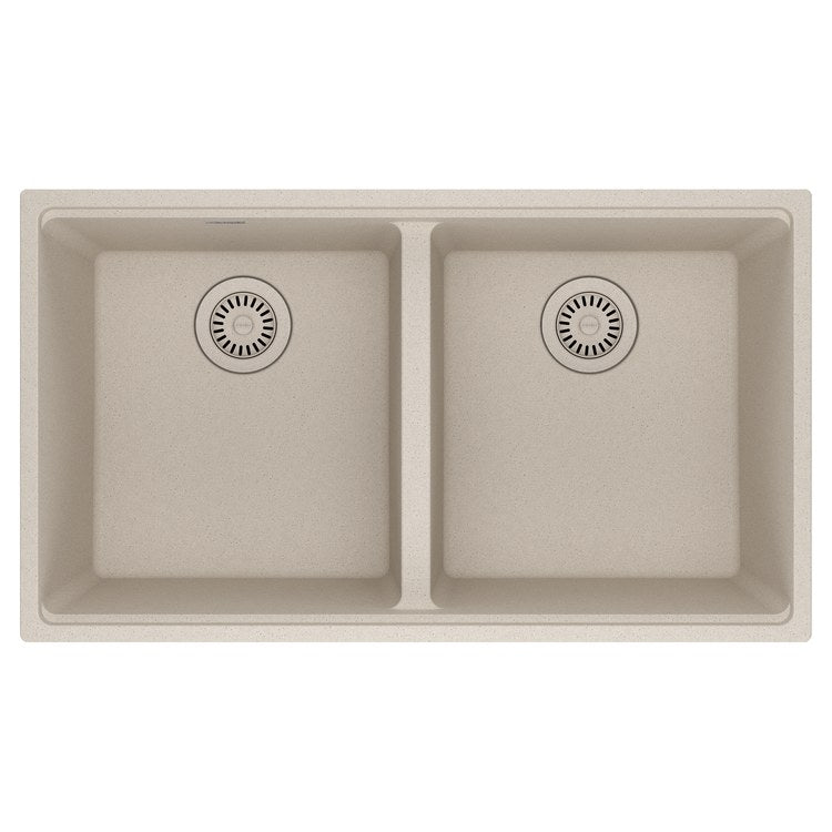 Kitchen Sink Maris 33 x 19 Inch 2 Bowls Equal Champagne Undermount Rectangle Granite - Image 1