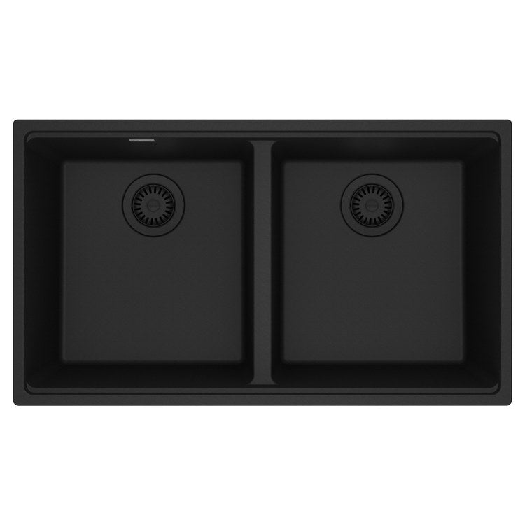 Kitchen Sink Maris 33 x 19 Inch 2 Bowls Equal Matte Black Undermount Rectangle Granite - Image 1