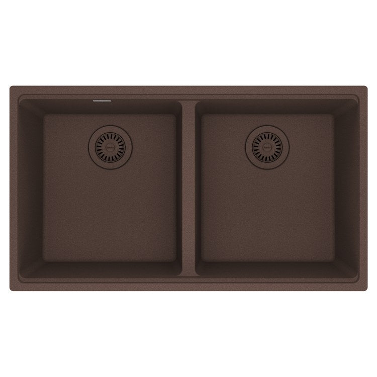 Kitchen Sink Maris 33 x 19 Inch 2 Bowls Equal Mocha Undermount Rectangle Granite - Image 1