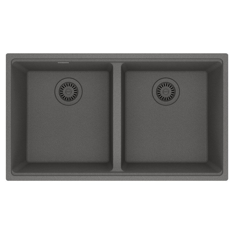 Kitchen Sink Maris 33 x 19 Inch 2 Bowls Equal Shadow Gray Undermount Rectangle Granite - Image 1