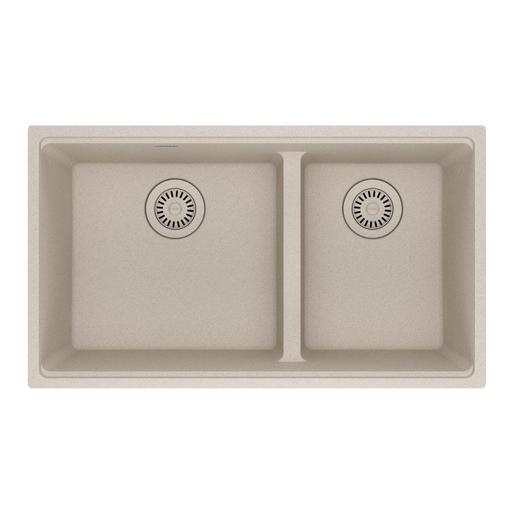 Kitchen Sink Maris 31 x 18 Inch 2 Bowls Low Divide Offset Champagne Undermount Rectangle Granite - Image 1