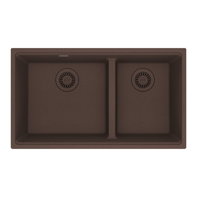 Kitchen Sink Maris 31 x 18 Inch 2 Bowls Low Divide Offset Mocha Undermount Rectangle Granite - Image 1