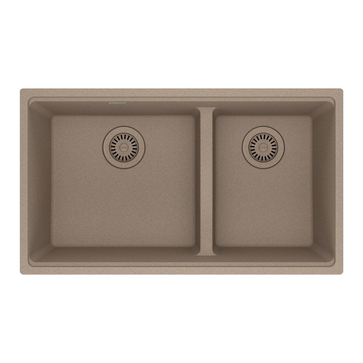 Kitchen Sink Maris 31 x 18 Inch 2 Bowls Low Divide Offset Oyster Undermount Rectangle Granite - Image 1