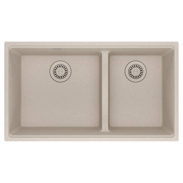 Kitchen Sink Maris 33 x 19 Inch 2 Bowls Low Divide Champagne Undermount Rectangle Granite - Image 1