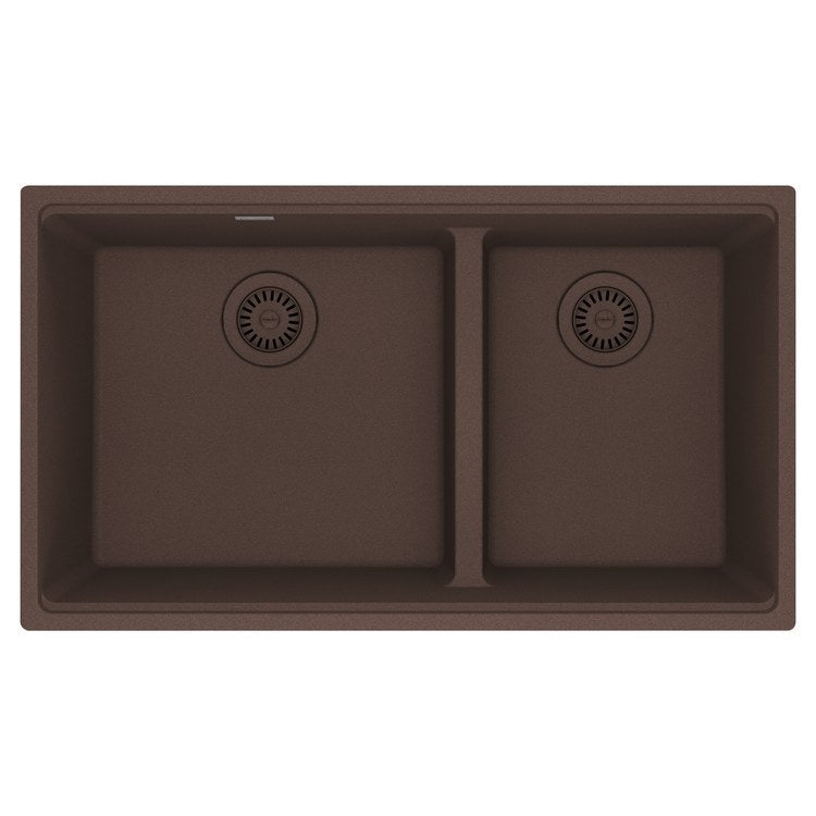 Kitchen Sink Maris 33 x 19 Inch 2 Bowls Low Divide Mocha Undermount Rectangle Granite - Image 1