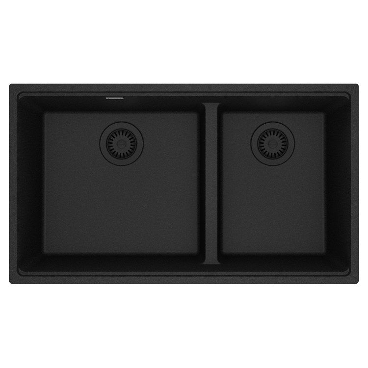 Kitchen Sink Maris 33 x 19 Inch 2 Bowls Low Divide Oynx Undermount Rectangle Granite - Image 1