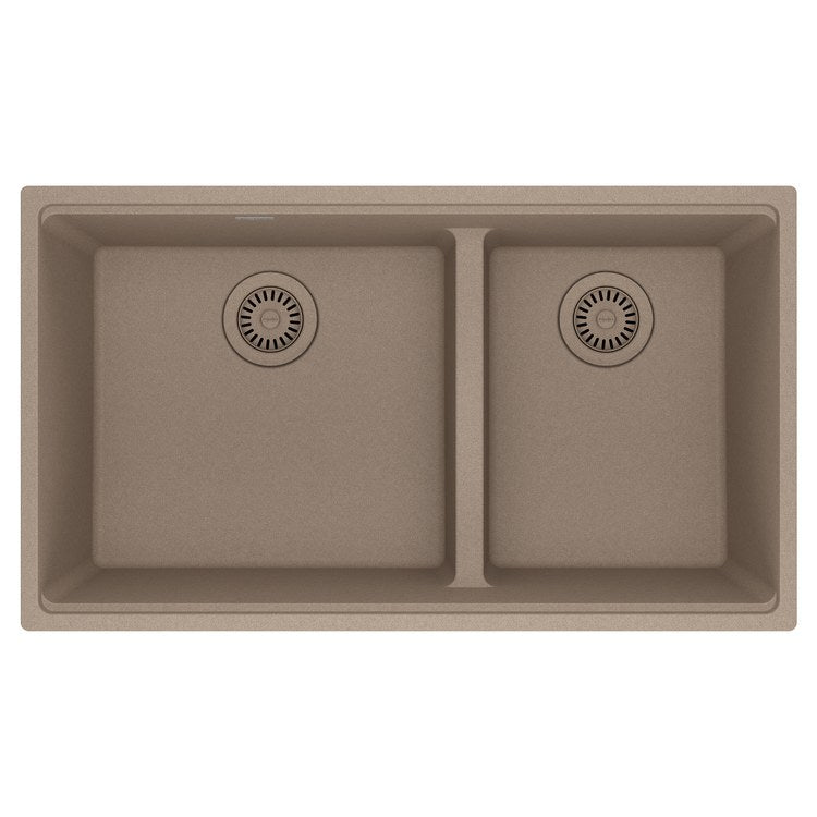 Kitchen Sink Maris 33 x 19 Inch 2 Bowls Low Divide Oyster Undermount Rectangle Granite - Image 1