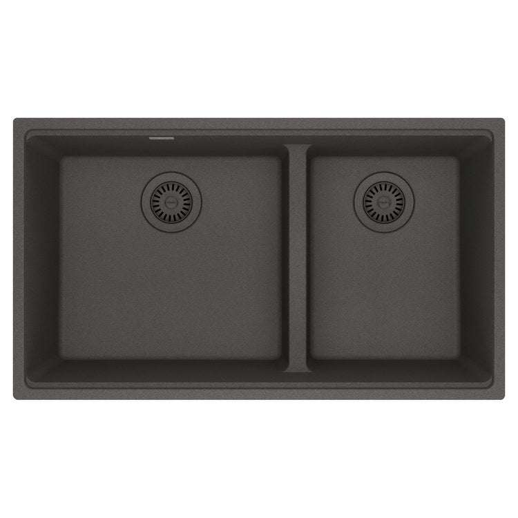 Kitchen Sink Maris 33 x 19 Inch 2 Bowls Low Divide Slate Gray Undermount Rectangle Granite - Image 1