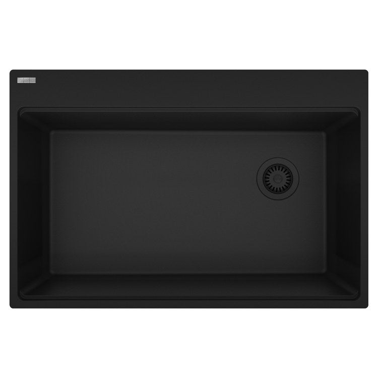 Kitchen Sink Maris 33 x 22 Inch 1 Bowls 6 Hole Matte Black Topmount/Undermount Rectangle Granite - Image 1