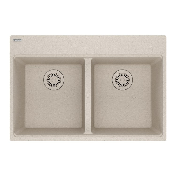 Kitchen Sink Maris 31 x 21 Inch 2 Bowls Equal 7 Hole Champagne Topmount/Undermount Rectangle Granite - Image 1