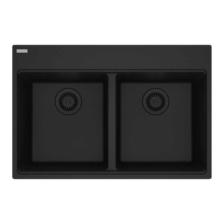 Kitchen Sink Maris 31 x 21 Inch 2 Bowls Equal 7 Hole Matte Black Topmount/Undermount Rectangle Granite - Image 1