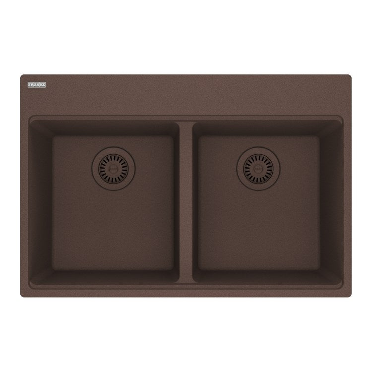 Kitchen Sink Maris 31 x 21 Inch 2 Bowls Equal 7 Hole Mocha Topmount/Undermount Rectangle Granite - Image 1