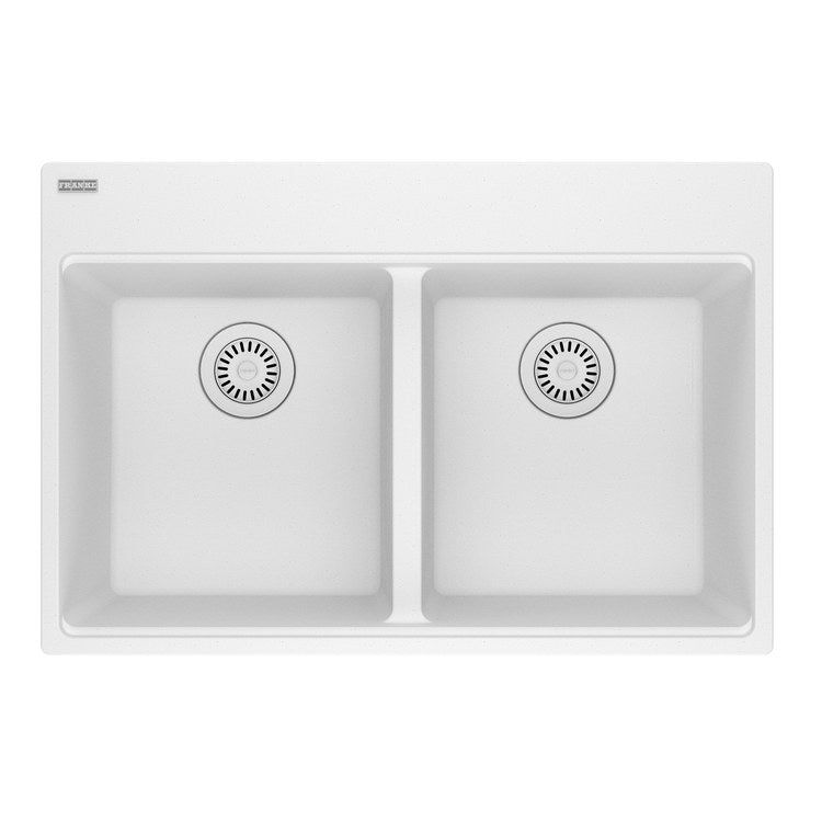 Kitchen Sink Maris 31 x 21 Inch 2 Bowls Equal 7 Hole Polar White Topmount/Undermount Rectangle Granite - Image 1