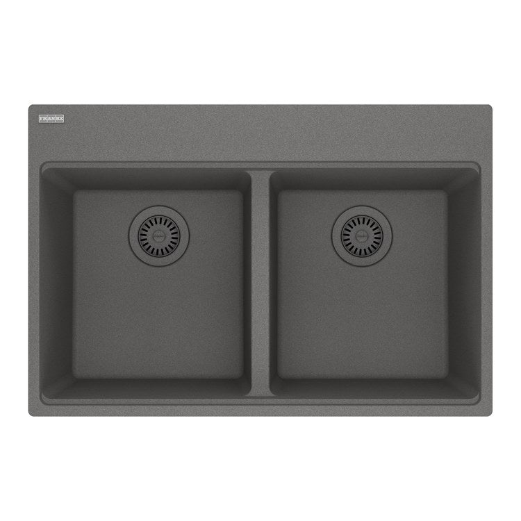 Kitchen Sink Maris 31 x 21 Inch 2 Bowls Equal 7 Hole Shadow Gray Topmount/Undermount Rectangle Granite