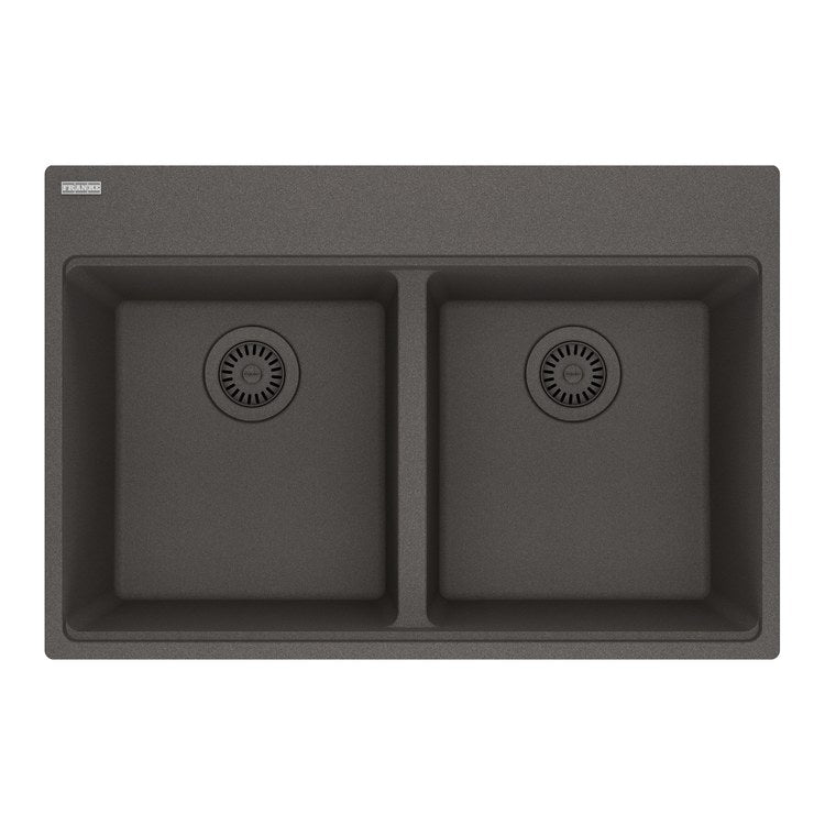 Kitchen Sink Maris 31 x 21 Inch 2 Bowls Equal 7 Hole Slate Gray Topmount/Undermount Rectangle Granite
