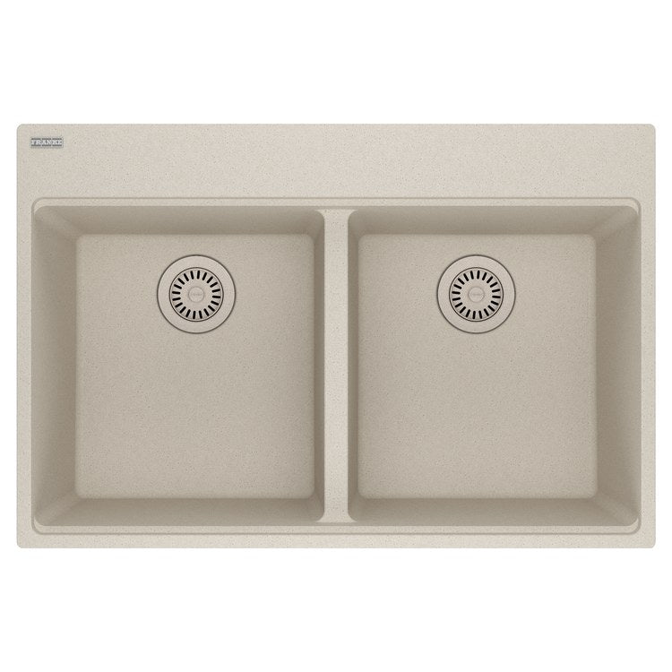 Kitchen Sink Maris 33 x 22 Inch 2 Bowls Equal 7 Hole Champagne Topmount/Undermount Rectangle Granite